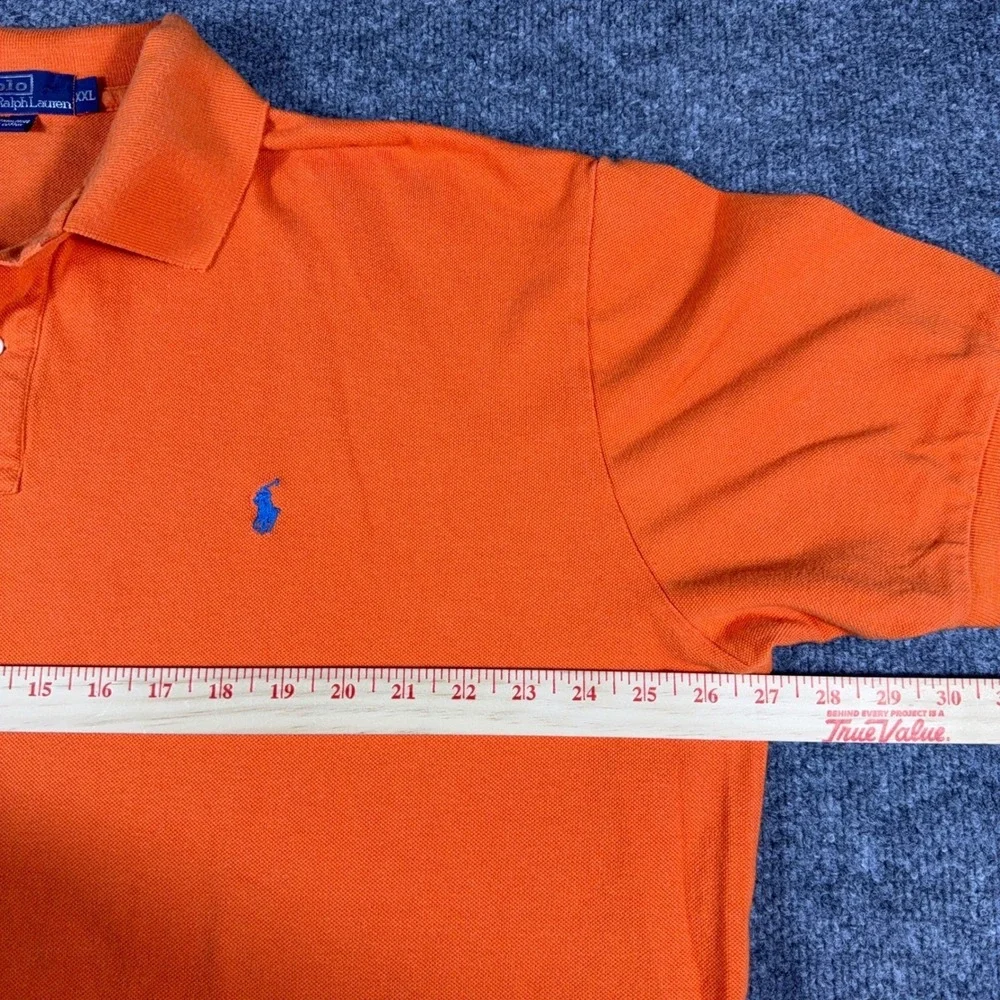 Polo Ralph Lauren Mens Orange Short Sleeve Pique Polo Shirt Blue Pony Logo XXL